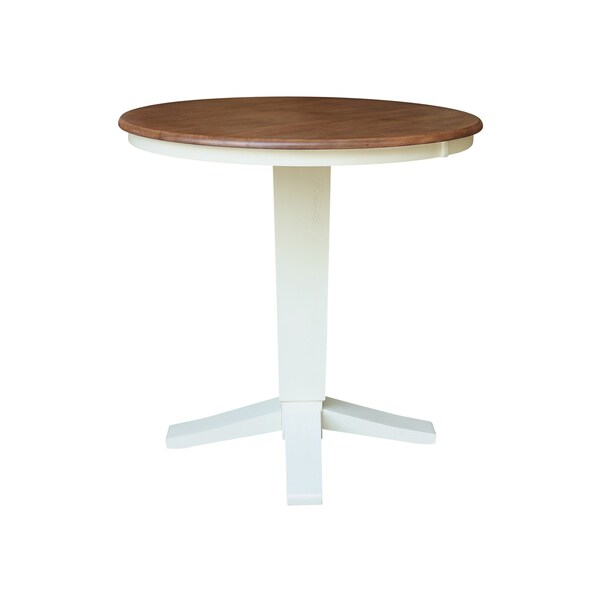Whitewood Industries Rectangular Fixed Top Pedestal Table, 36 in W, 35.9 in L, 36 in H, Parawood, Hickory/Shell - K79-36RT-23B-36