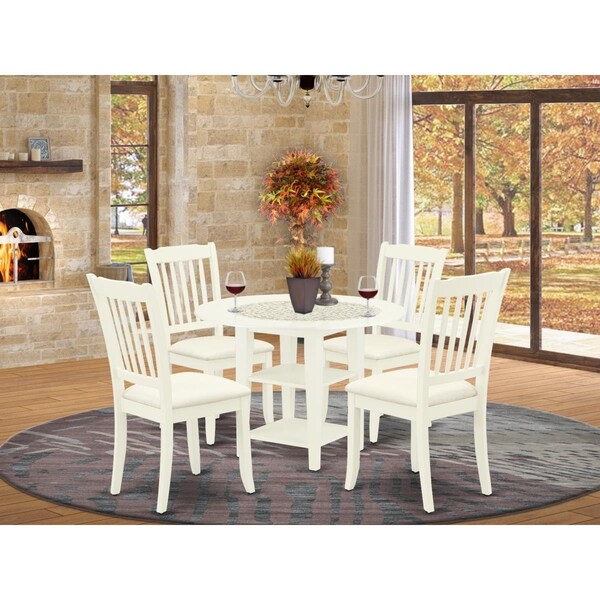 East West Furniture 5 Piece Sudbury Dining Set - Linen White - SUDA5-LWH-C