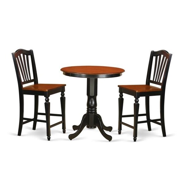 East West Furniture East West Furniture EDCH3-BLK-W Dining Counter Height Top Table & 2 Stool; Black Finish - EDCH3-BLK-W