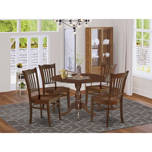East West Furniture 5 Piece Dublin Dropleaf Kitchen Dining Table Set - Mahogany - DMGR5-MAH-W