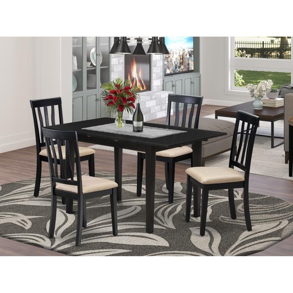 East West Furniture 5 Piece Norfolk Rectangular Dinette Set - Black - NOAN5-BLK-C
