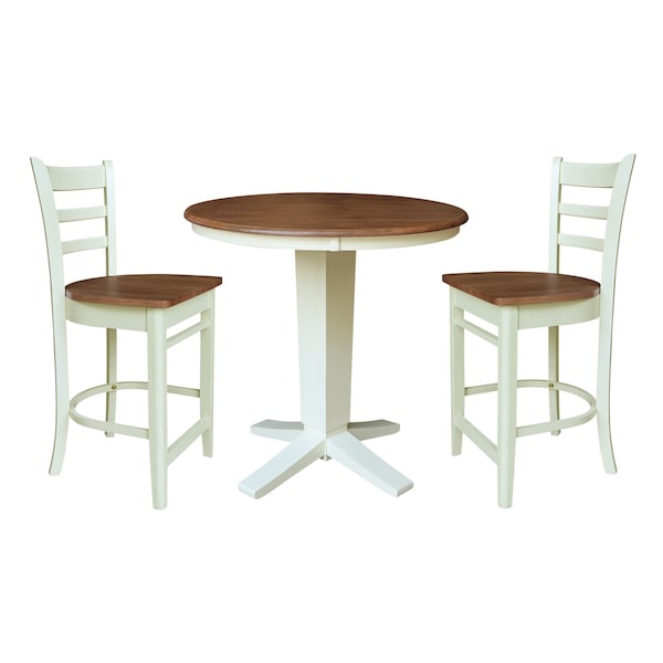 Whitewood Industries Rectangular Fixed Top Table W/ 2 Counter Height Stools, 36 in W, 35.9 in L, 36 in H, Parawood, 3 - K79-36RT-23B-S6172-2
