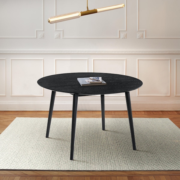 Armen Living Arcadia 48" Round Dining Table in Black Wood - LCARDIBL48