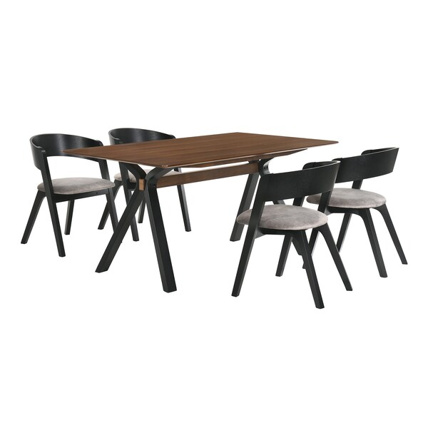 Armen Living Laredo and Jackie 5 Piece Black Rectangular Dining Set - SETLRDIBLK5E
