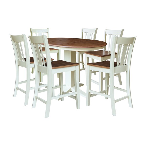 Whitewood Industries Rectangular Extension Dining Table W/ 6 Counter Height Stools, 36 in W, 36.1 in L, 48 in H, 7 - K79-36RXT-23-S102-6