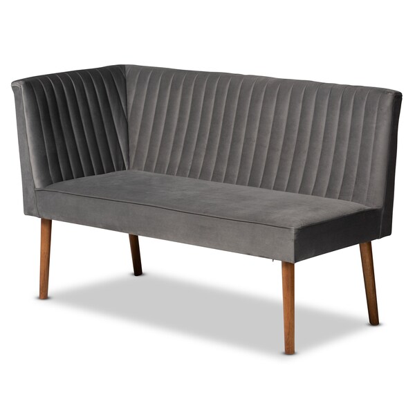 Baxton Studio Dining Nook, 47.25 W, 27.75 H, Wood, Grey/Walnut Brown - 214-11960-11959-11959-9305-ZORO