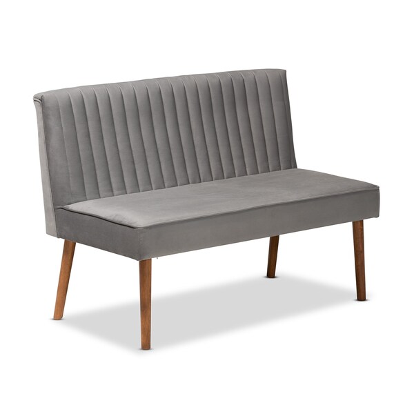 Baxton Studio Dining Nook, 47.25 W, 27.75 H, Wood, Grey/Walnut Brown - 214-11960-11959-11959-9305-ZORO