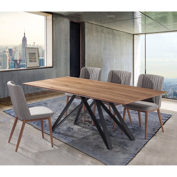 Armen Living Wade Mid-Century Walnut Wood 5 Piece Dining Set - SETMNDIWDGY