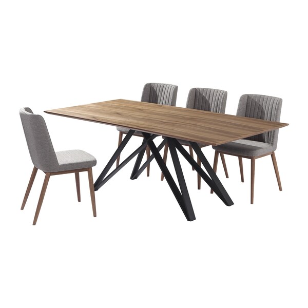 Armen Living Wade Mid-Century Walnut Wood 5 Piece Dining Set - SETMNDIWDGY
