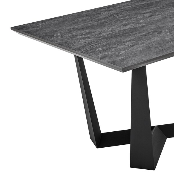 Armen Living Radford Dark Gray Rectangular Dining Table with Black Finish - LCRFDICH