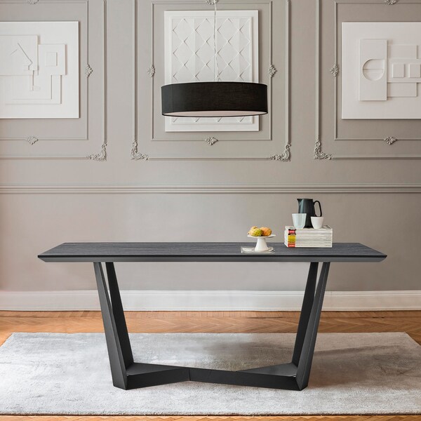 Armen Living Radford Dark Gray Rectangular Dining Table with Black Finish - LCRFDICH