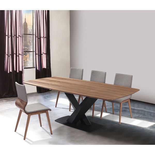 Armen Living Everett Mid-Century Walnut Wood 5 Piece Dining Set - SETERDIWAGY