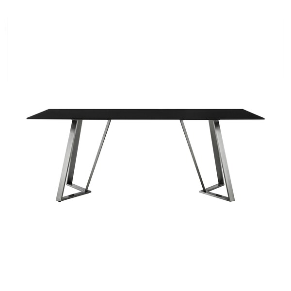 Armen Living Cressida Glass and Stainless Steel Rectangular Dining Room Table - LCCSDIBL