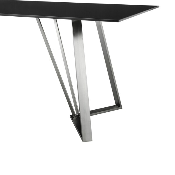 Armen Living Cressida Glass and Stainless Steel Rectangular Dining Room Table - LCCSDIBL