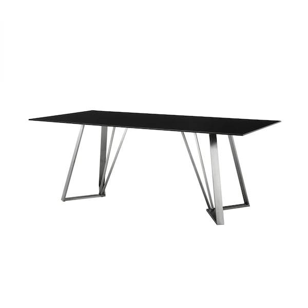 Armen Living Cressida Glass and Stainless Steel Rectangular Dining Room Table - LCCSDIBL