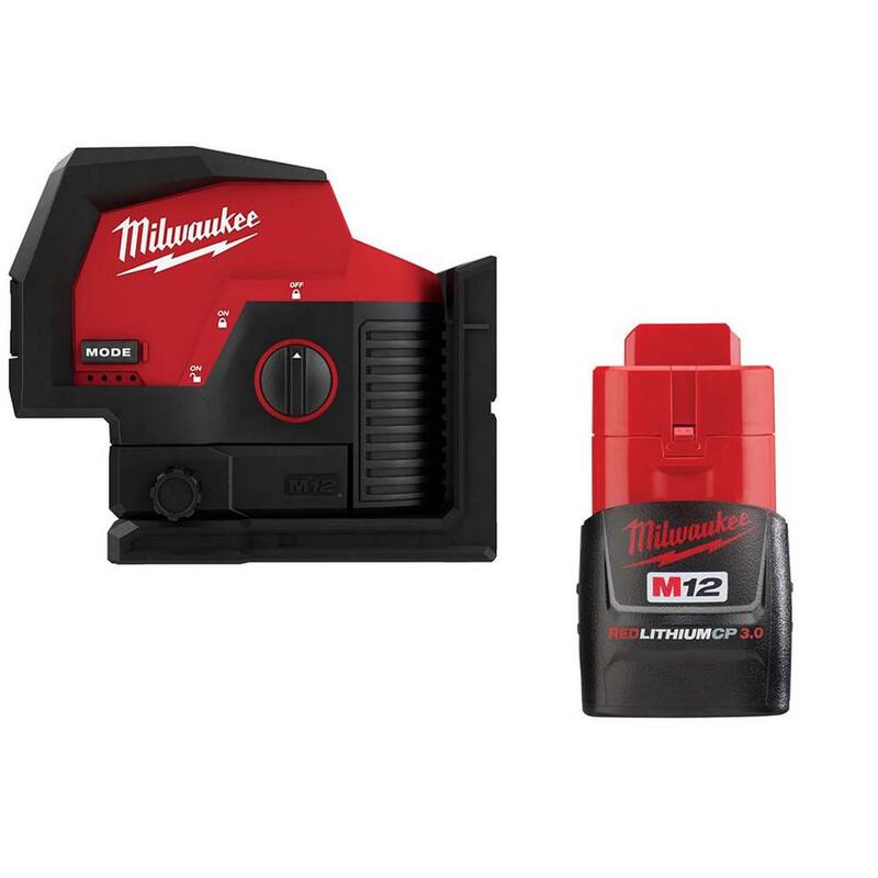 Milwaukee M12 12-Volt Lithium-Ion Cordless Green 125 ft. Cross Line and Plumb Points Laser Level with M12 CP 3.0 Battery Pack - 3622-20-48-11-2430