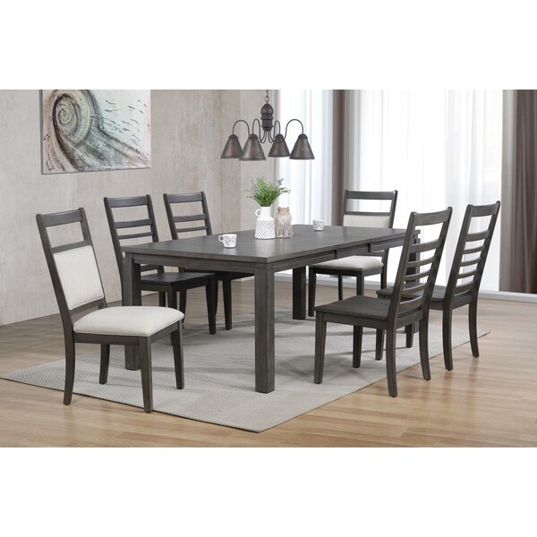 Fine-Line Shades of Gray Dining Set with Upholstered End Chairs 7 Piece - FI3751305
