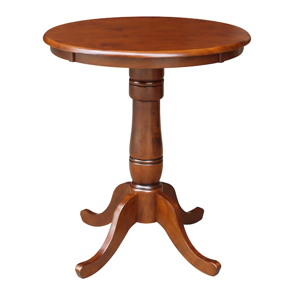 International Concepts 30 in. Round Pedestal Gathering Height Table with 2 Counter Height Stools - K581-30RT-S6172-2