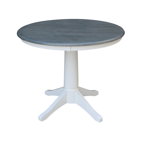International Concepts 36 in. Round Pedestal Dining Table with 4 Madrid LadderBack Chairs - 5 Piece Dining Set - K05-36RT-27B-C2-4