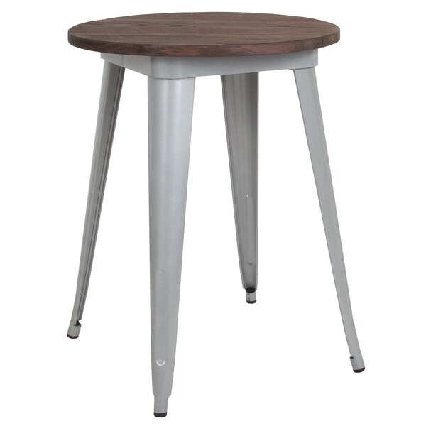 Flash Furniture Round Silver Metal Indoor Table with Wal - CH-51080-29M1-SIL-GG