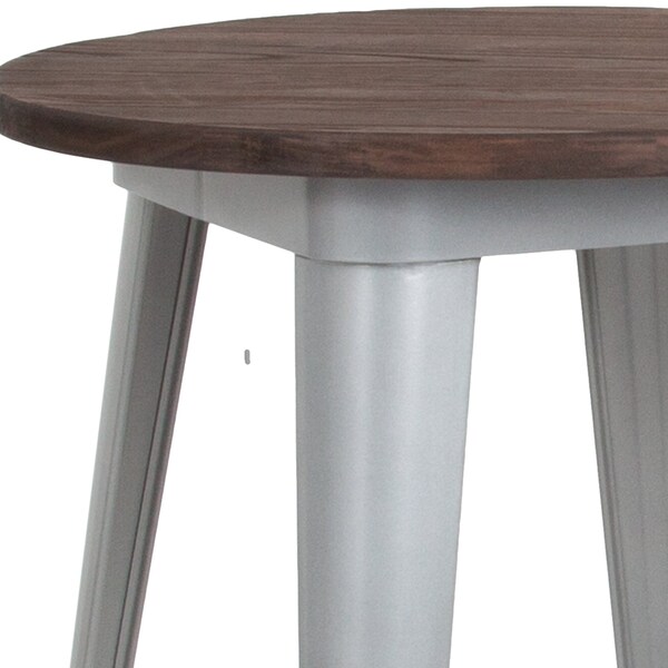 Flash Furniture Round Silver Metal Indoor Table with Wal - CH-51080-29M1-SIL-GG