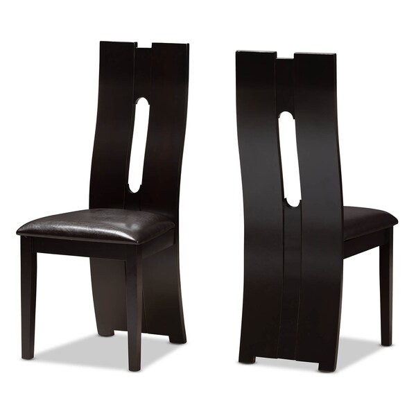 Baxton Studio Alani Modern Dark Brown Faux Leather Upholstered 5-Piece Dining Set - 142-8036-8026