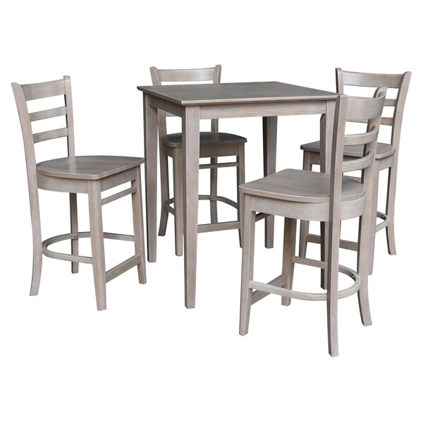 International Concepts 30 in. x 30 in. Counter Height Table with 4 Emily Counter Height Stools - 5 Piece Set - K09-3030-S6172-4