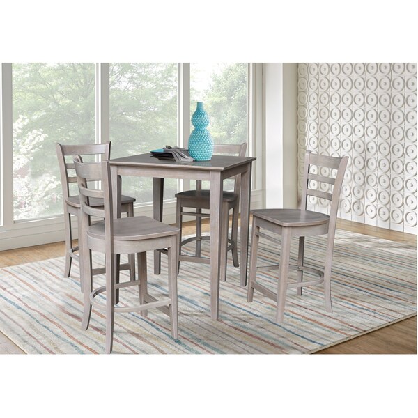 International Concepts 30 in. x 30 in. Counter Height Table with 4 Emily Counter Height Stools - 5 Piece Set - K09-3030-S6172-4