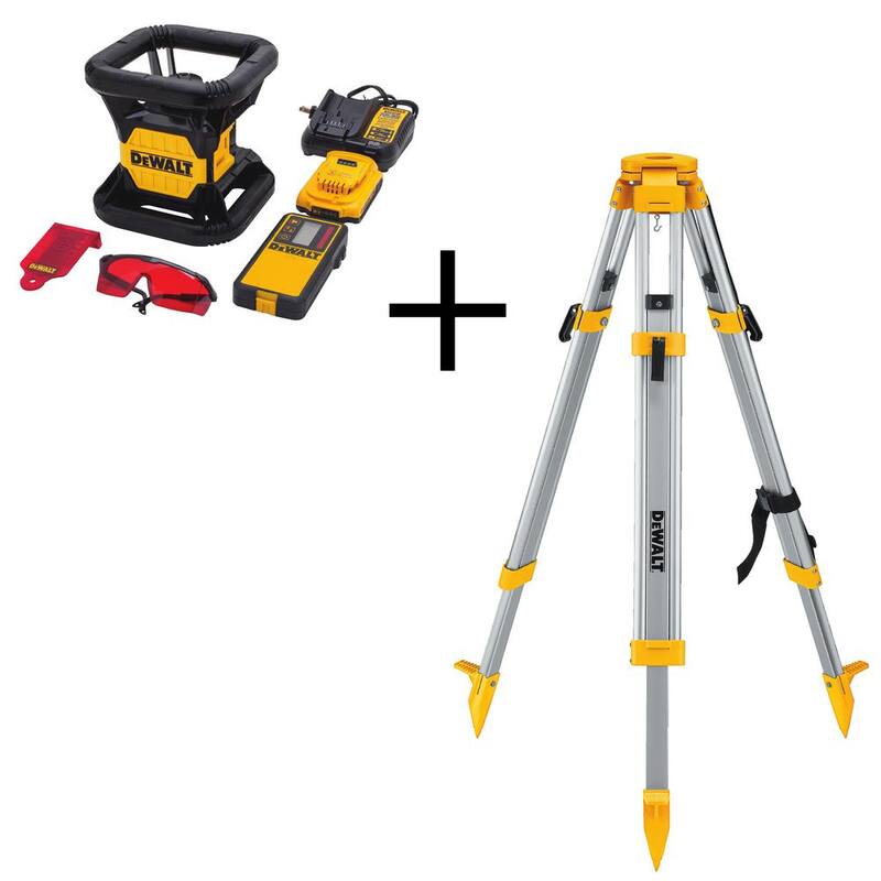 DEWALT 20V MAX Lithium-Ion Red Rotary Red Laser Level, TSTAK Storage Case, and Tripod with 20V 2Ah Battery and Charger - DW074LRCS