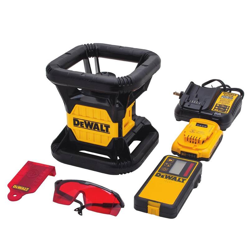 DEWALT 20V MAX Lithium-Ion Red Rotary Red Laser Level, TSTAK Storage Case, and Tripod with 20V 2Ah Battery and Charger - DW074LRCS