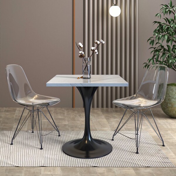 Leisuremod Square 27.56 in W, 29.35 in L, Resin/Stainless Steel, White - VT20BL-S27WMR