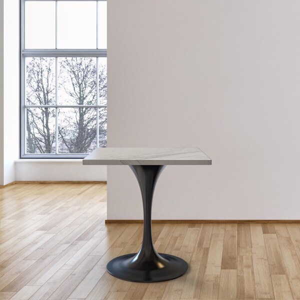 Leisuremod Square 27.56 in W, 29.35 in L, Resin/Stainless Steel, White - VT20BL-S27WMR