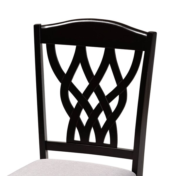 Baxton Studio Salem Grey Upholstered and Dark Brown Finished Wood 7-Piece Dining Set - 171-10952-10519