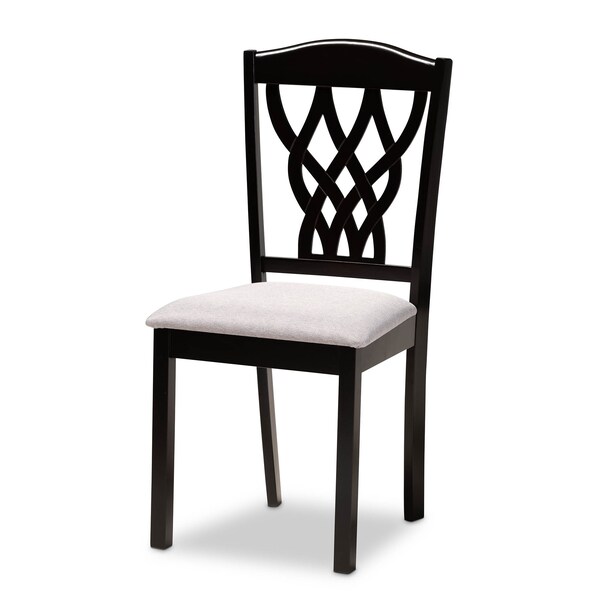 Baxton Studio Salem Grey Upholstered and Dark Brown Finished Wood 7-Piece Dining Set - 171-10952-10519