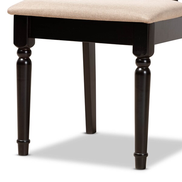 Baxton Studio Anise Sand Upholstered and Dark Brown Finished Wood 5-Piece Dining Set - 169-9733-10900