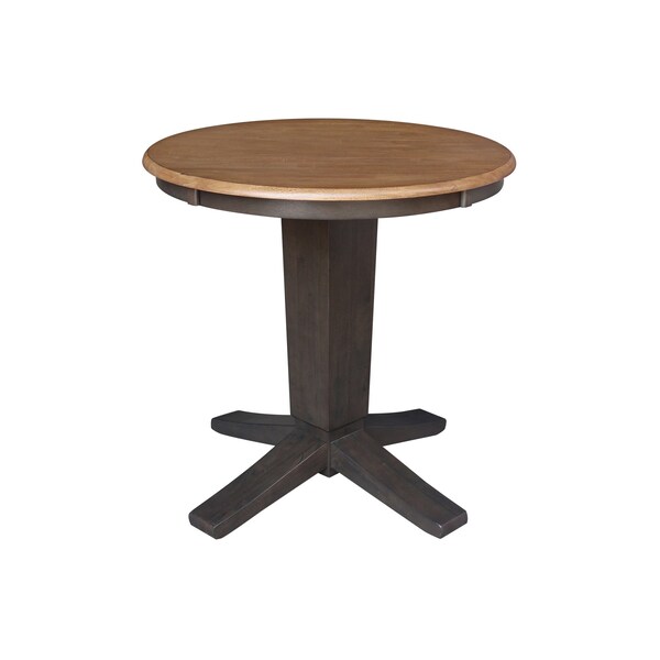 International Concepts 30 in. Solid Wood Round Top Dining Table with 2 Chairs in Washed Coal - K45-30RT-23B-C2-2