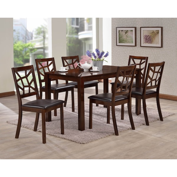 Baxton Studio Mozaika Wood and Leather Contemporary 7-Piece Dining Set - 110-5273-5360