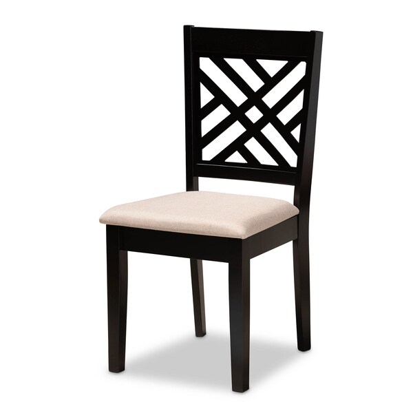 Baxton Studio Caron Sand Upholstered Espresso Brown Finished Wood 7-Piece Dining Set - 162-10525-10519