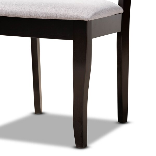Baxton Studio Adina Grey Upholstered and Dark Brown Finished Wood 5-Piece Dining Set - 173-9726-10900