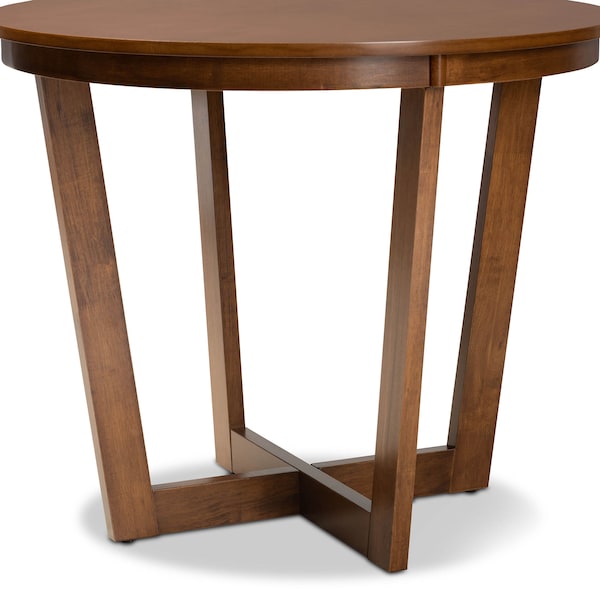 Baxton Studio Alayna Walnut Brown Finished 35-Inch-Wide Round Wood Dining Table - 169-10897