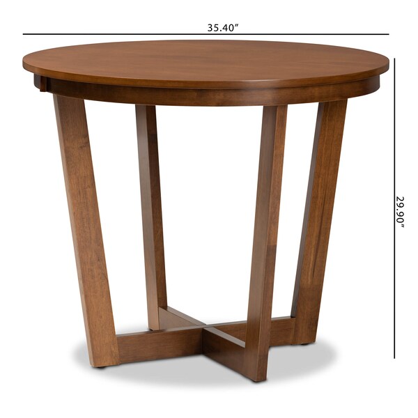 Baxton Studio Alayna Walnut Brown Finished 35-Inch-Wide Round Wood Dining Table - 169-10897