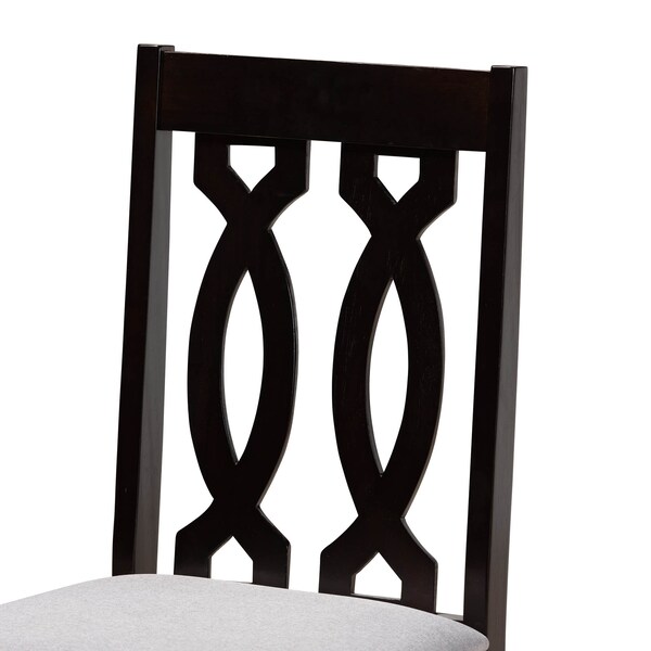 Baxton Studio Julie Grey Upholstered and Dark Brown Finished Wood 5-Piece Dining Set - 170-9734-10898