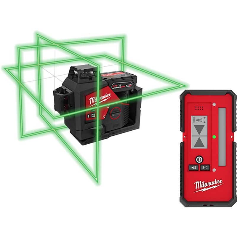 Milwaukee M12 12-Volt Lithium-Ion Cordless Green 250 ft. 3-Plane Laser Level Kit with Laser Detector - 3632-21-48-35-1211