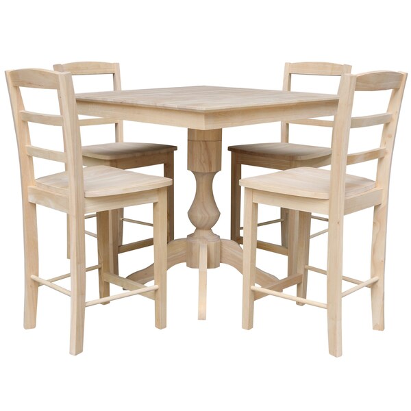 International Concepts 36 in. x 36 in. Square Top Pedestal Table  With 4 Counter Height Stools Set of 5 - K-3636TP-11B-S402-4