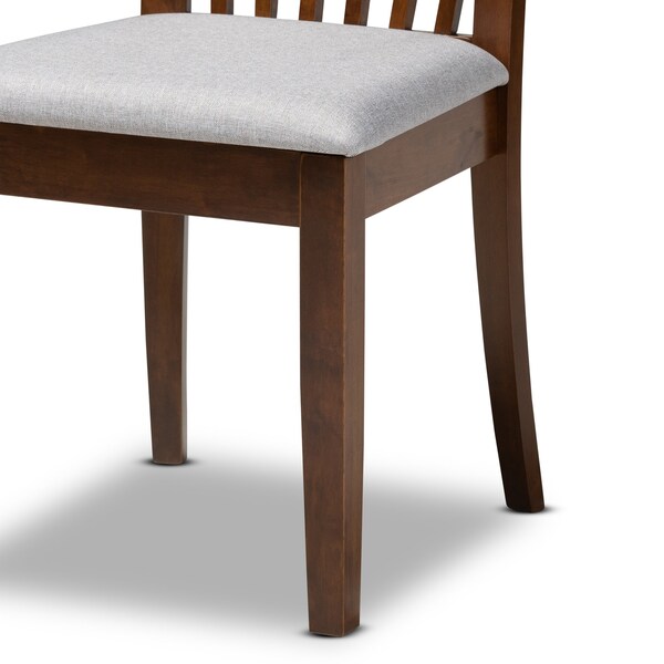 Baxton Studio Marian Modern and Contemporary Grey Fabric and Walnut Brown Finished Wood 5-Piece Dining Set - 174-9879-10899-ZORO