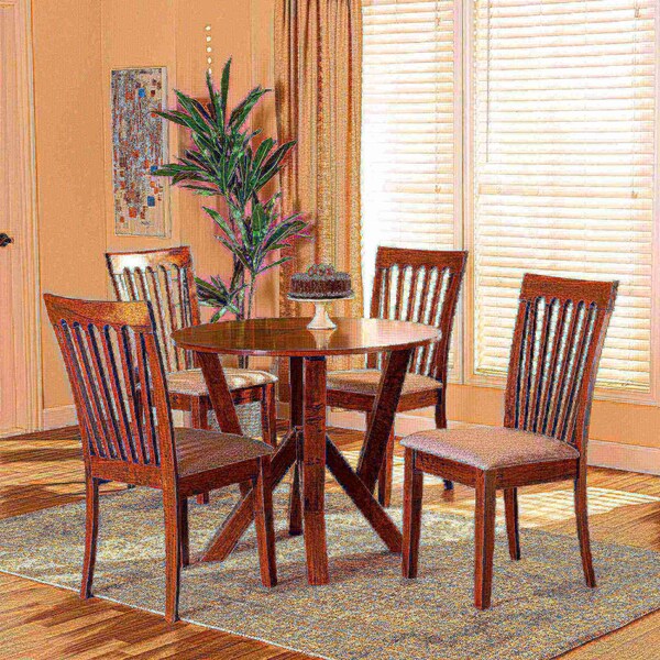 Baxton Studio Marian Modern and Contemporary Grey Fabric and Walnut Brown Finished Wood 5-Piece Dining Set - 174-9879-10899-ZORO