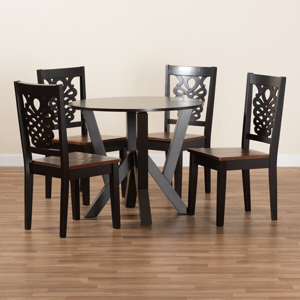 Baxton Studio Valda Modern Two-Tone Dark Brown and Walnut Brown Finished Wood 5-PC Dining Set - 178-11384-10900-ZORO