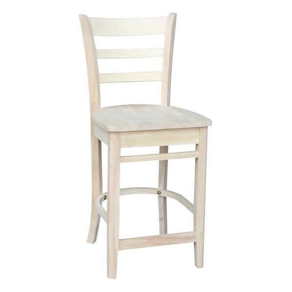 International Concepts 30 in. Solid Wood Round Top Pedestal Dining Table with 2 Counter Height Stools, Unfinished - K-30RT-23B-S6172-2