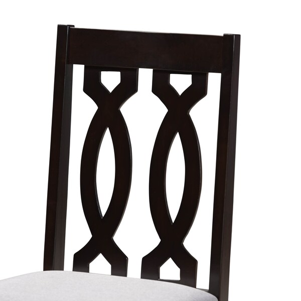 Baxton Studio Cherese Grey Upholstered Espresso Finished 5-Piece Wood Dining Set - 157-9734-8026