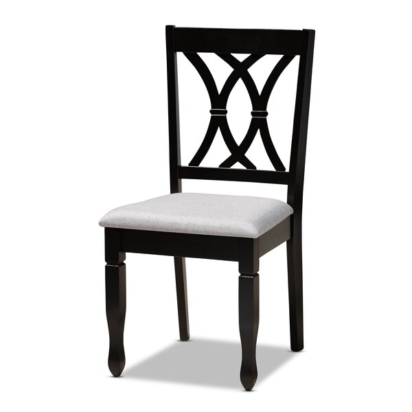 Baxton Studio Reneau Grey Upholstered Espresso Wood 7-Piece Dining Set - 162-10528-10519